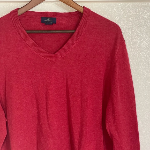 Brooks Brothers L Red v-neck Cotton Pullover Sweater - Picture 3 of 8